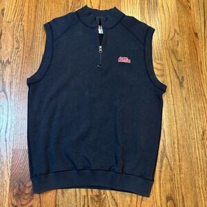 Ole Miss Cutter & Buck Men's Blue 1/4 Zip Sweater Vest‎ Size Medium Cotton